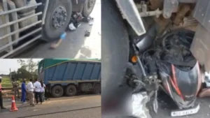 रायपुर-महासमुंद रोड पर रेत से भरे हाईवा ने बाइक सवारों को रौंदा, दो की दर्दनाक मौत