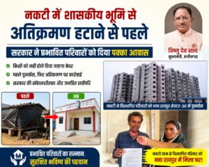 नकटी में शासकीय भूमि से अतिक्रमण हटाने से पहले सरकार ने प्रभावित परिवारों को दिया पक्का आवास